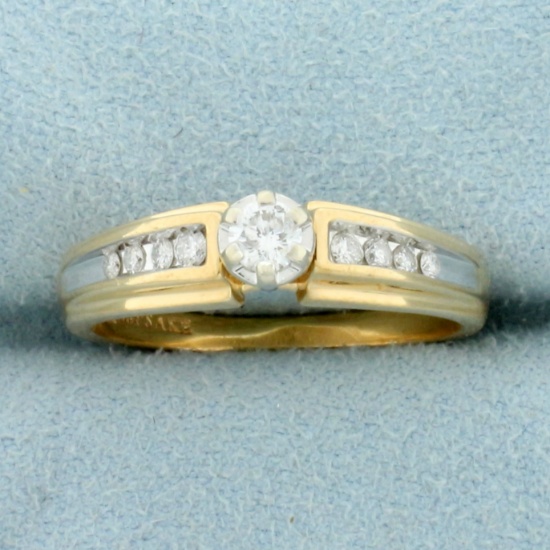 Vintage Diamond Engagement Ring In 14k Yellow Gold