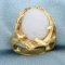 White Jade Solitaire Serenity Ring In 14k Yellow Gold