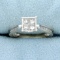 Invisible Set Diamond Engagement Ring In 14k White Gold