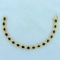 Vintage Filigree Natural Sapphire Line Tennis Bracelet In 10k Yellow Gold