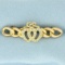 Antique 1894 Victorian Double Heart Seed Pearl Pin Brooch In 15k Yellow Gold