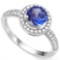 London Blue Topaz And White Sapphire Halo Ring In Sterling Silver