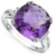 Cushion Cut Amethyst And Diamond Ring In Sterling Silver