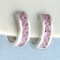 Pink Sapphire Huggie Hoop Earrings In 14k White Gold