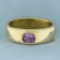 Vintage Amethyst Wide Hinged Bangle Bracelet In 14k Yellow Gold