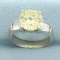 Fancy Yellow Cz Ring In 14k White Gold