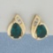 Tsavorite Garnet And Diamond Earrings In 14k Yellow Gold