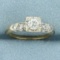 Diamond Accented Engagement Ring In 14k Yellow Gold