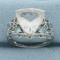 White Topaz And Aquamarine Statement Ring In 10k White Gold