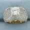Pave Cz Engagement Ring In 14k Yellow Gold