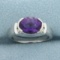 Checkerboard Amethyst And Diamond Ring In 14k White Gold