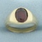 Mens Vintage Lab Ruby Ring In 10k Yellow Gold