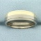Comfort Fit Titanium And 14k Gold Mens Wedding Band Ring