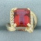 Rubellite Tourmaline And Diamond Bypass Ring In 14k Yellow Gold