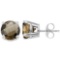 5mm Round Cut Smoky Quartz 1ctw Stud Earrings In Sterling Silver