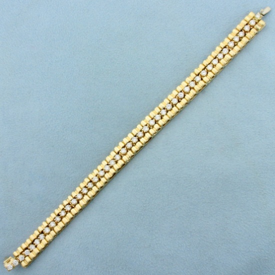 Tank Track Diamond Line Tennis Bracelet In 14k Yellow Gold