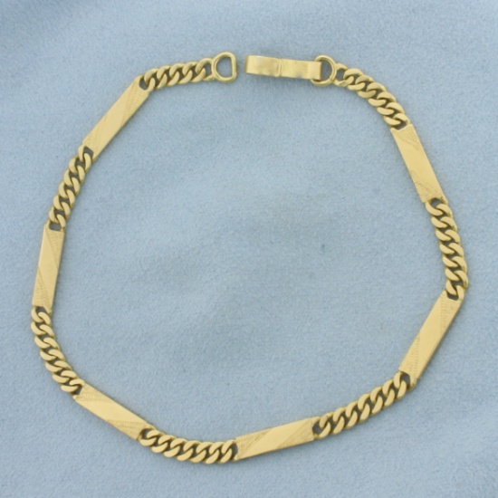 Bar And Link Chain Link Anklet In 18k Yellow Gold
