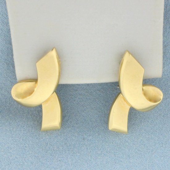 Authentic Tiffany & Co. Paloma Picasso Ribbon Earrings In 18k Yellow Gold