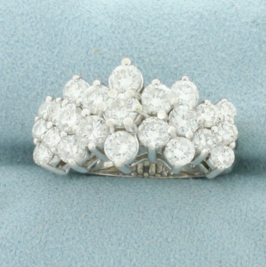 Vintage Diamond Cocktail Ring In 14k White Gold