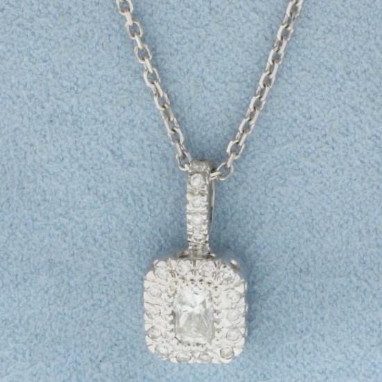 Radiant Diamond Necklace In 14k White Gold
