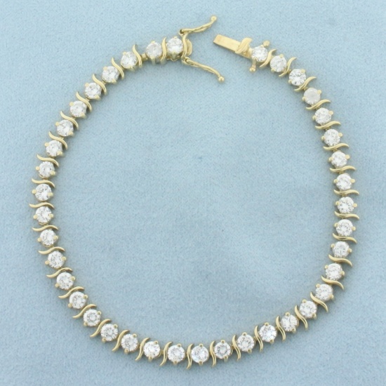 6ct Cz S Link Tennis Bracelet In 14k Yellow Gold