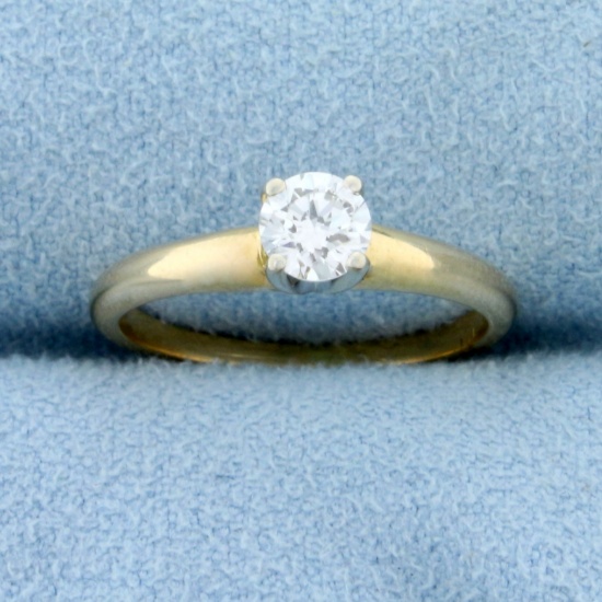 Solitaire Diamond Engagement Ring In 14k Yellow Gold