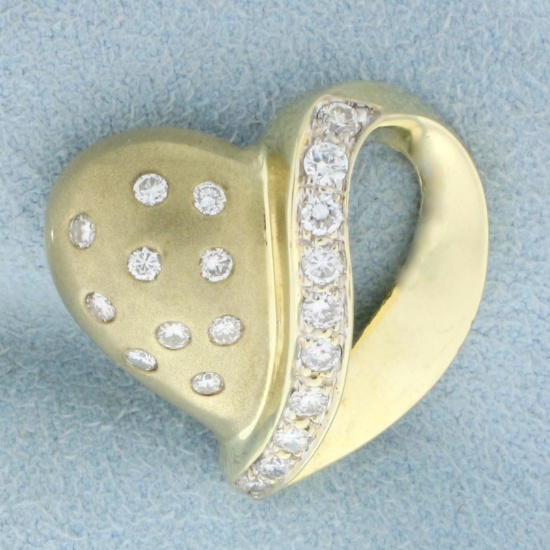 Unique Diamond Heart Pendant In 14k Yellow Gold