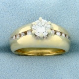 Vintage Channel Set Diamond Engagement Ring In 14k Yellow Gold