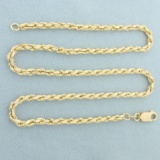 18 Inch Solid Rope Link Chain Necklace In 14k Yellow Gold