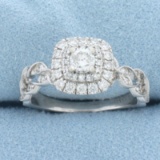 Neil Lane Double Halo Twist Engagement Ring In 14k White Gold