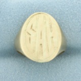 Antique Monogram Signet Ring In 10k Yellow Gold
