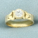 Diamond Solitaire Ring In 14k Yellow Gold