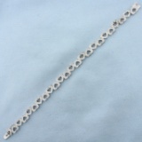 Diamond Heart Link Bracelet In 14k White Gold