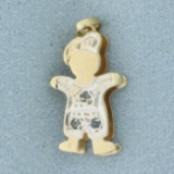 Aquamarine Little Boy Charm In 14k Yellow Gold