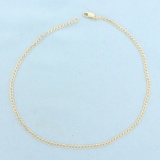 Italian Curb Link Adjustable Anklet In 14k Yellow Gold
