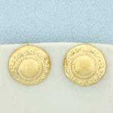 Vintage Button Earrings In 14k Yellow Gold