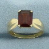 Garnet Solitaire Ring In 14k Yellow Gold
