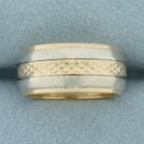 Vintage Artcarved Two Tone Wedding Band Ring In 14k Yellow And White Gold