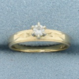 Vintage Diamond Solitaire Engagement Ring In 14k Yellow Gold