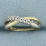 Two Tone Diamond Criss Cross Ring In 10k Yellow And White Gold