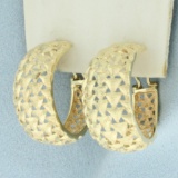 Woven Design Hoop Earrings In 14k Yellow Gold