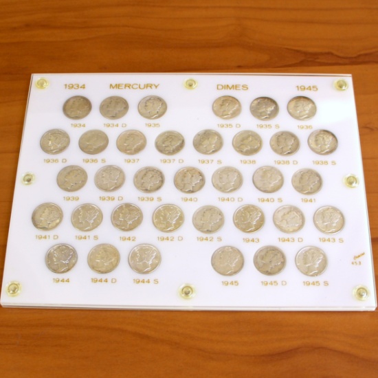 1934-1945 Mercury Dimes Set Collection Brilliant Uncirculated