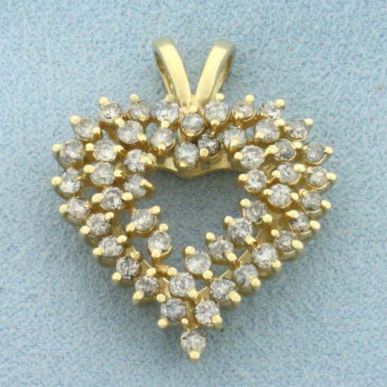 Large Diamond Heart Pendant In 14k Yellow Gold