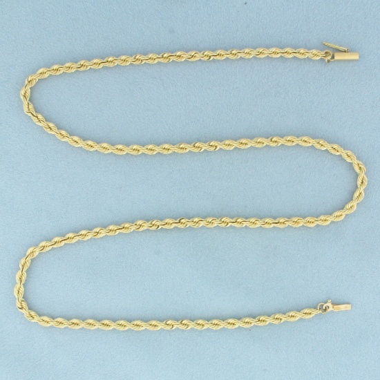 19 Inch Rope Link Chain Necklace In 14k Yellow Gold