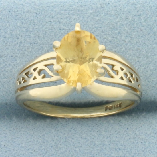 Citrine Filigree Ring In 14k Yellow Gold