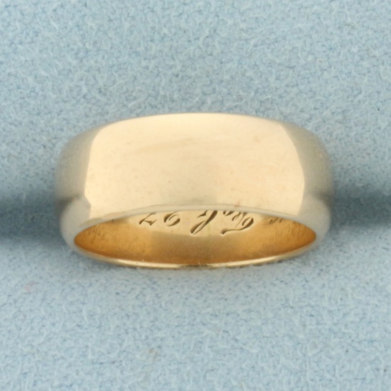 Antique 1889 High Polish Half Dome Wedding Band In 14k Yellow Gold