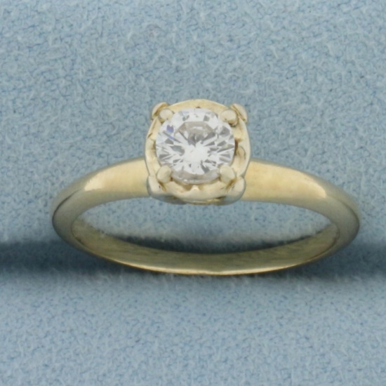 Diamond Solitaire Engagement Ring In 14k Yellow Gold