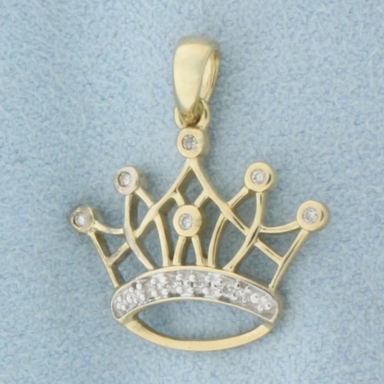 Diamond Crown Pendant In 10k Yellow Gold