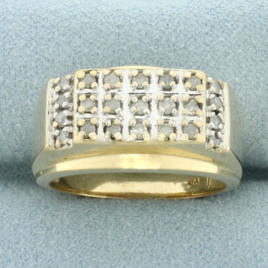 Mens Diamond Ring In 10k Yellow Gold