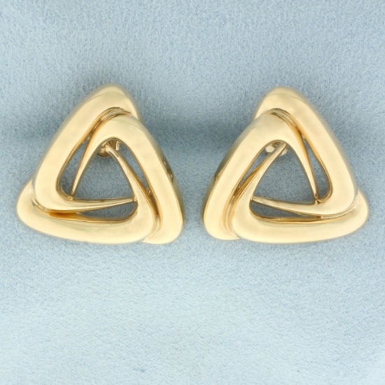 Triangle Knot Earrings In 10k Yellow Gold